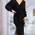 Elegantes Maxi-Strickkleid Damen für den Winter | V-Ausschnitt & Gürtel